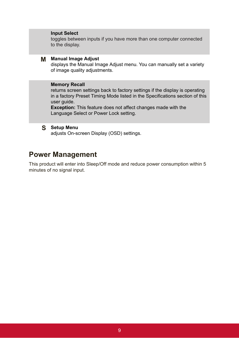 Power management | VIEWSONIC VA951S 19" 5:4 IPS Monitor User Manual | Page 17 / 26