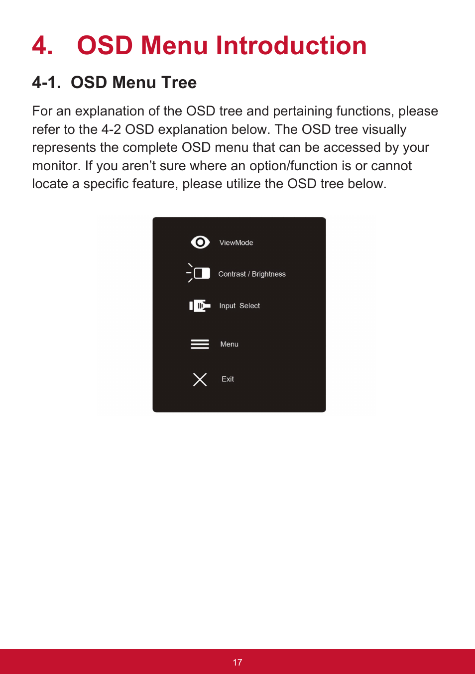 Osd menu introduction | VIEWSONIC VX3211-2K-mhd 32" 16:9 IPS Monitor User Manual | Page 21 / 59