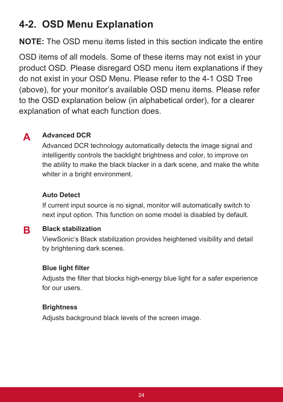 2. osd menu explanation | VIEWSONIC VX3211-2K-mhd 32" 16:9 IPS Monitor User Manual | Page 28 / 59