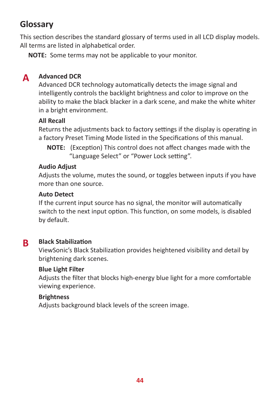 Glossary | VIEWSONIC TD2455 23.8" 16:9 Multi-Touch IPS Monitor User Manual | Page 44 / 63
