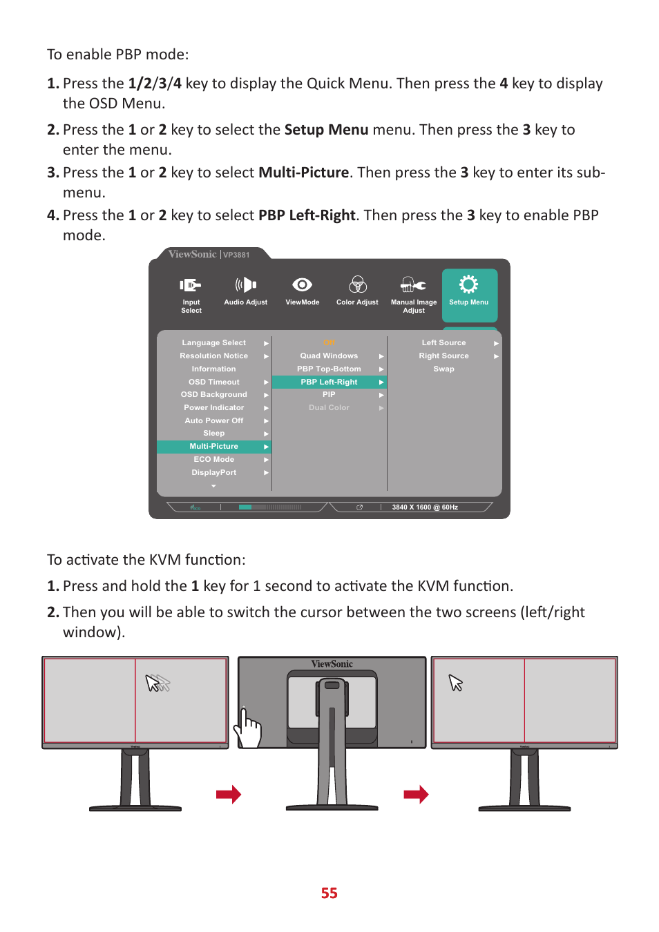VIEWSONIC VP3881a 37.5" 21:9 4K Curved IPS Monitor User Manual | Page 55 / 91