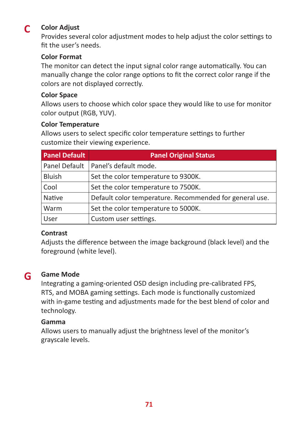 VIEWSONIC VP3881a 37.5" 21:9 4K Curved IPS Monitor User Manual | Page 71 / 91