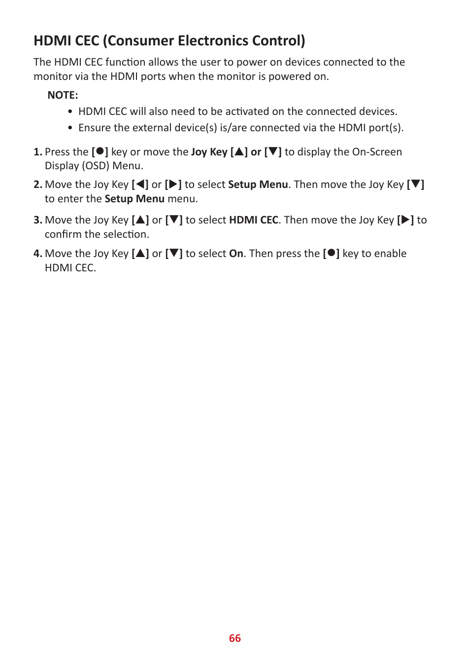 Hdmi cec (consumer electronics control) | VIEWSONIC Elite XG340C-2K 34" 1440p HDR 180 Hz Curved Ultrawide Gaming Monitor User Manual | Page 66 / 90