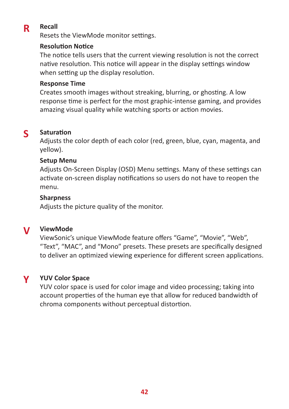 VIEWSONIC 24" Frameless Touchscreen Monitor User Manual | Page 42 / 57