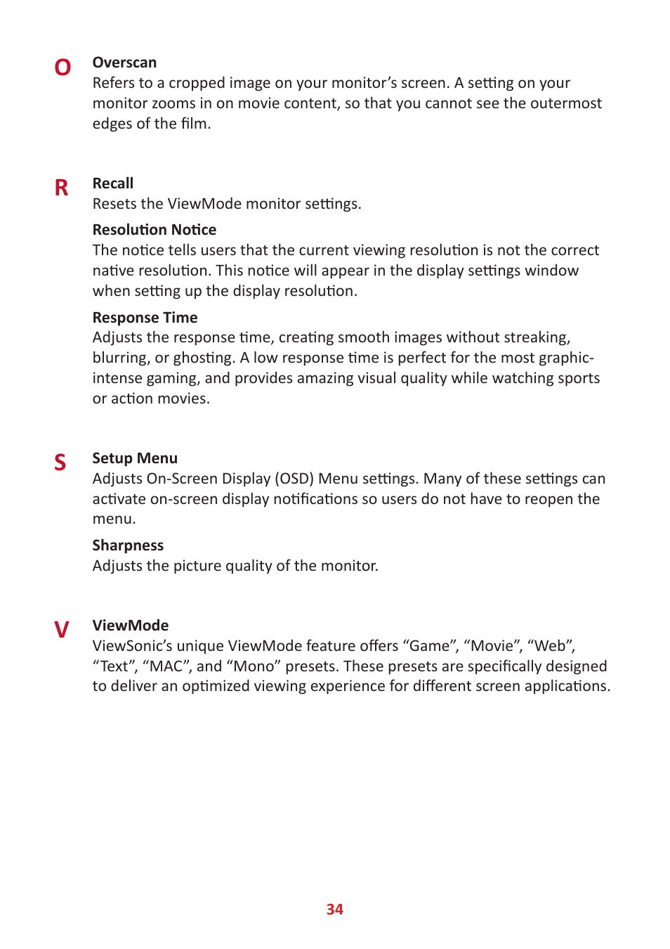 VIEWSONIC VX3276-4K-mhd 31.5" 16:9 4K VA Monitor User Manual | Page 34 / 49