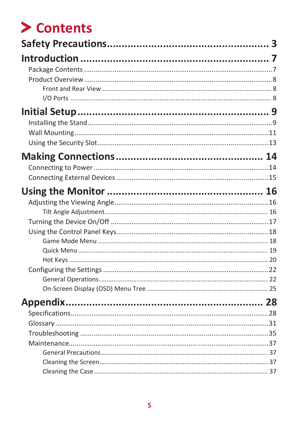 VIEWSONIC VX3276-4K-mhd 31.5" 16:9 4K VA Monitor User Manual | Page 5 / 49