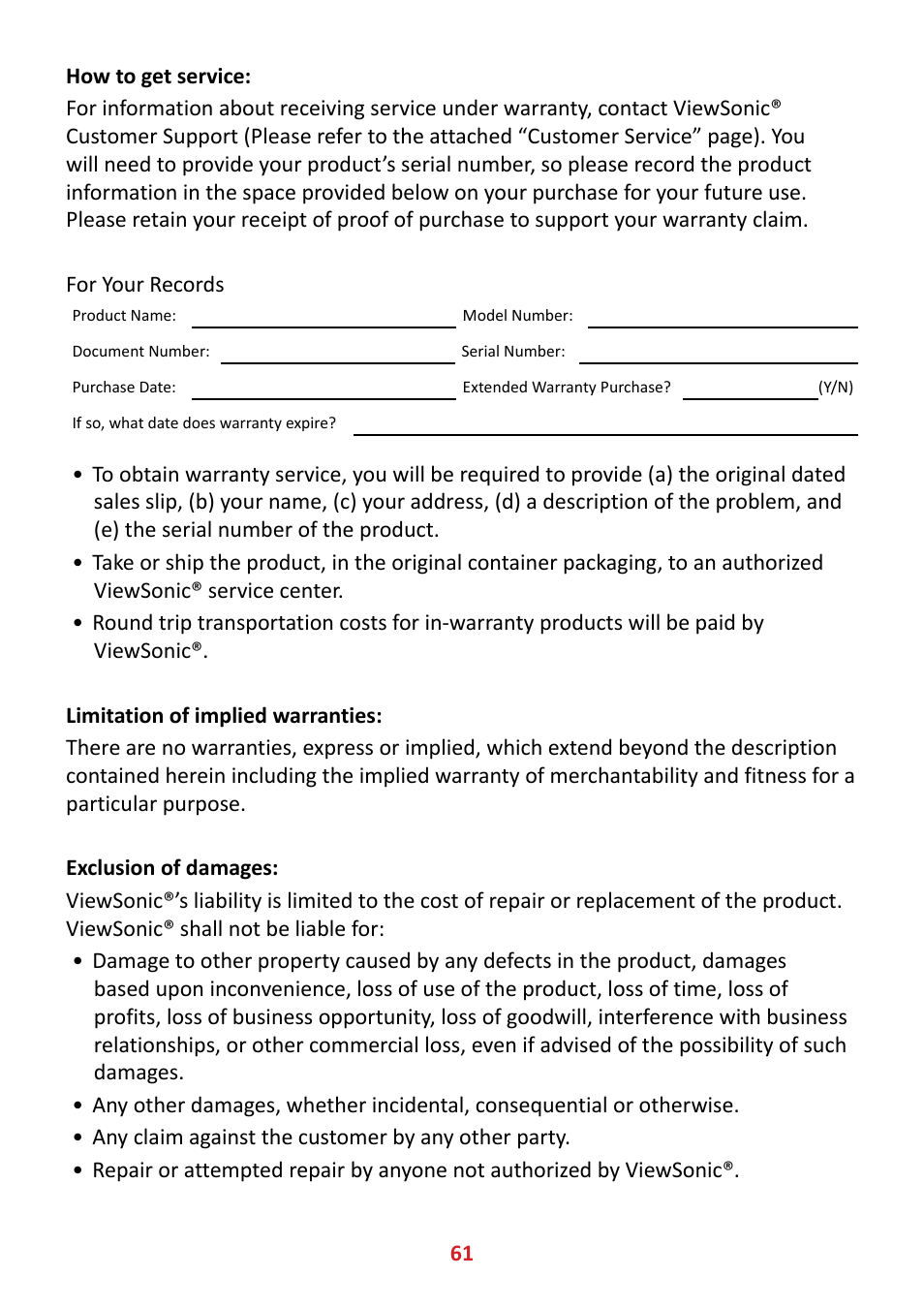 VIEWSONIC VX3211-4K-MHD 32" 16:9 4K FreeSync LCD Monitor User Manual | Page 61 / 63