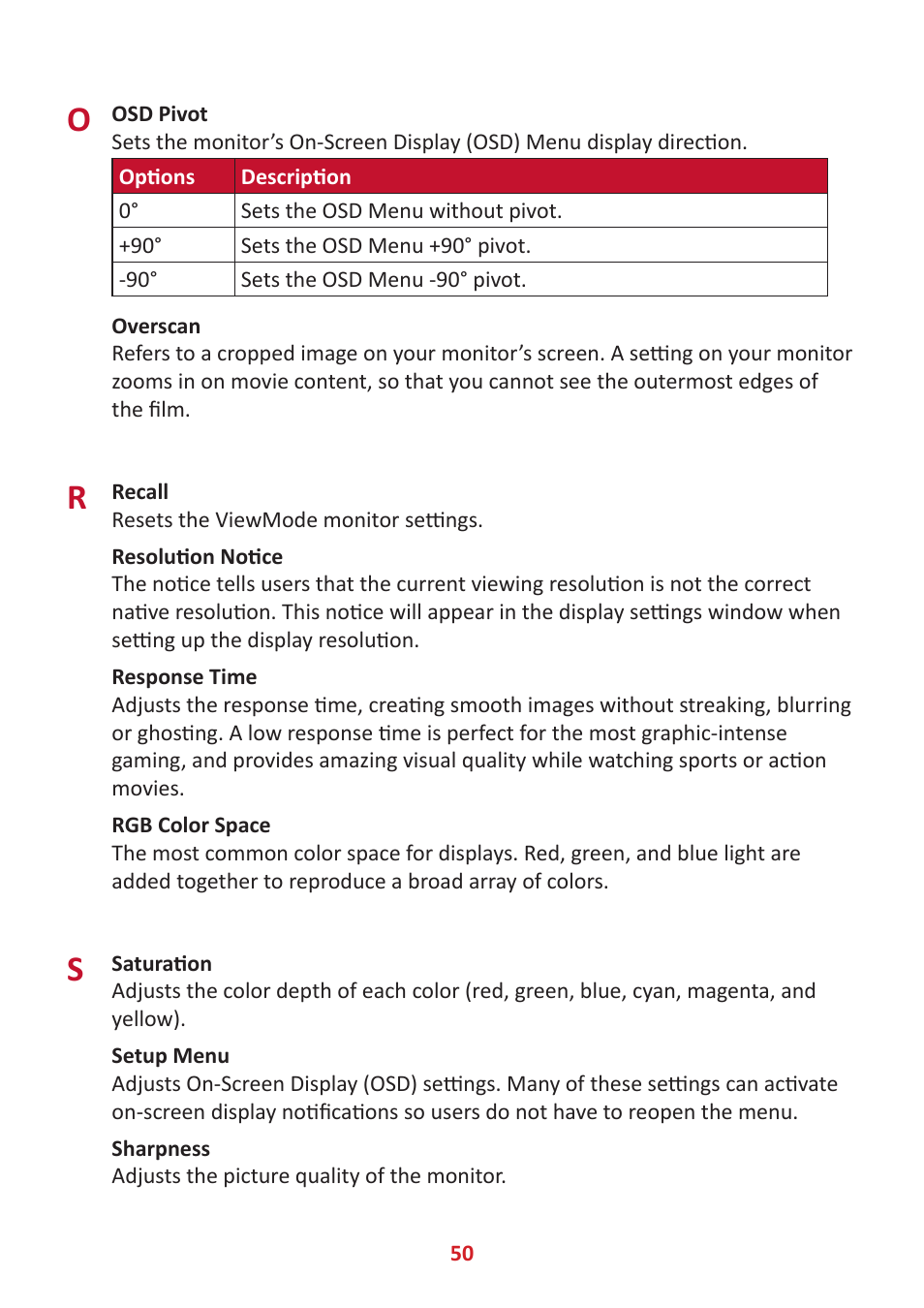 VIEWSONIC VG3448 34" 21:9 VA Monitor User Manual | Page 50 / 66