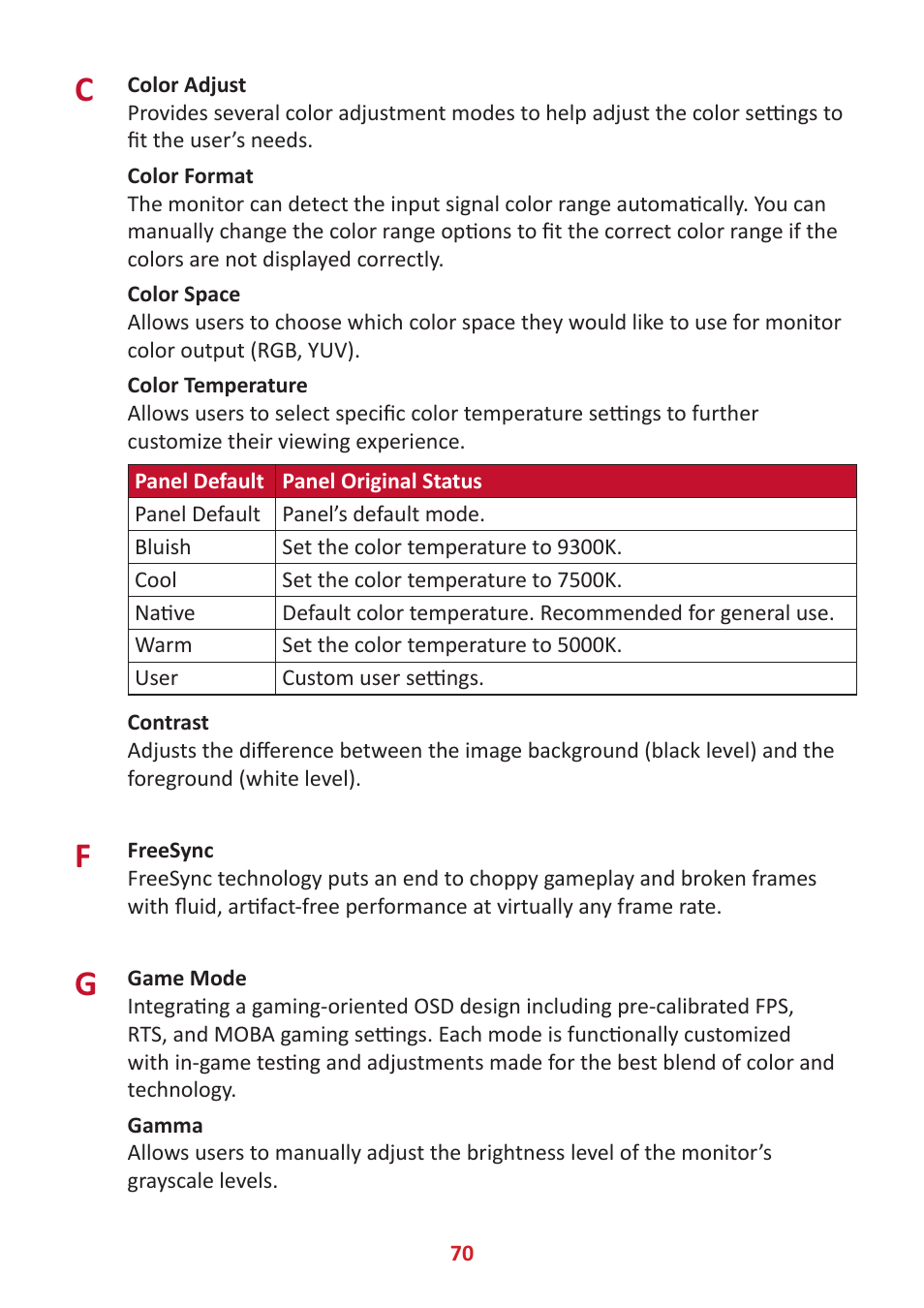 VIEWSONIC VP3481a 34" 21:9 Curved FreeSync 100 Hz USB Type-C Docking LCD Monitor User Manual | Page 70 / 90