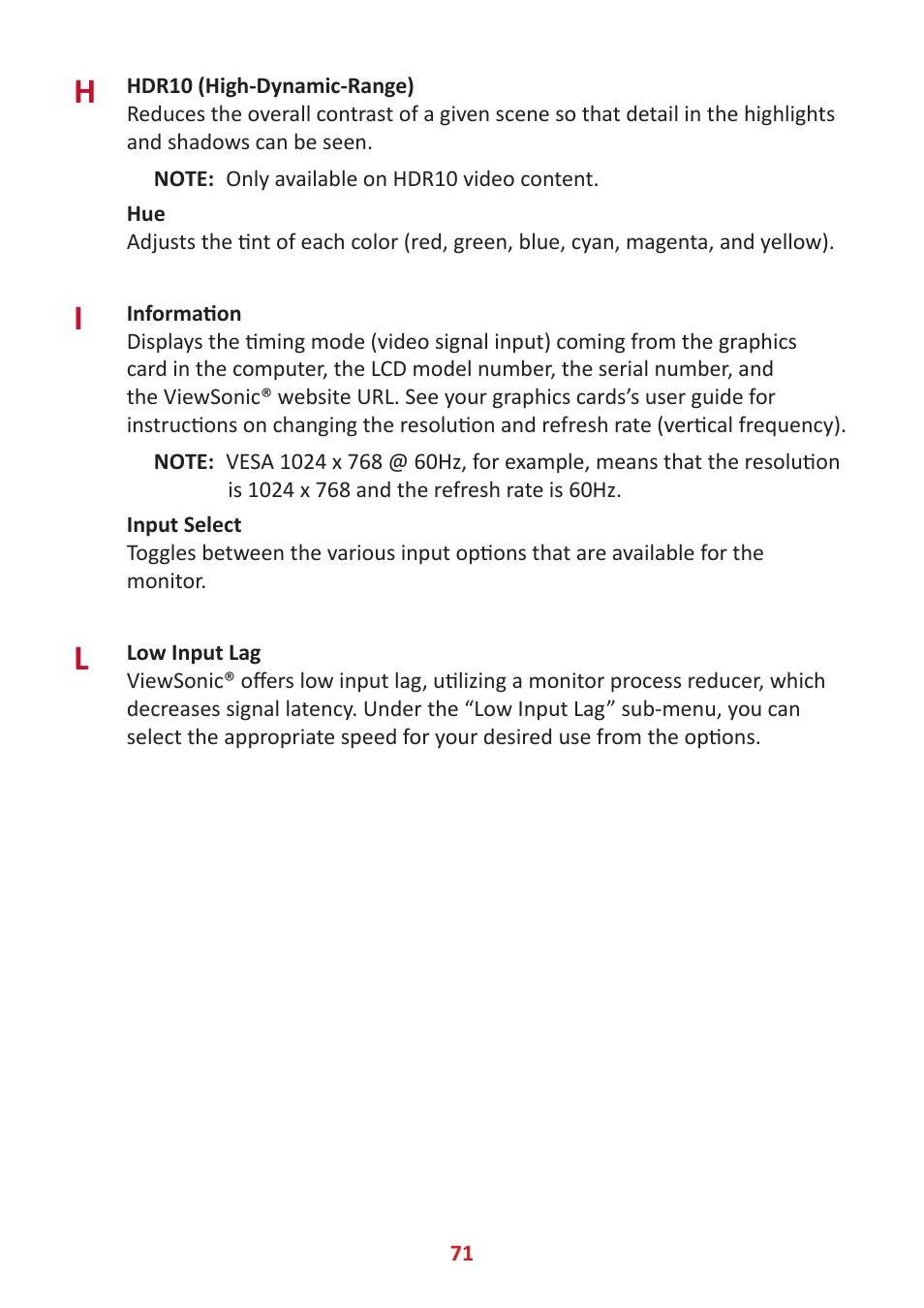 VIEWSONIC VP3481a 34" 21:9 Curved FreeSync 100 Hz USB Type-C Docking LCD Monitor User Manual | Page 71 / 90