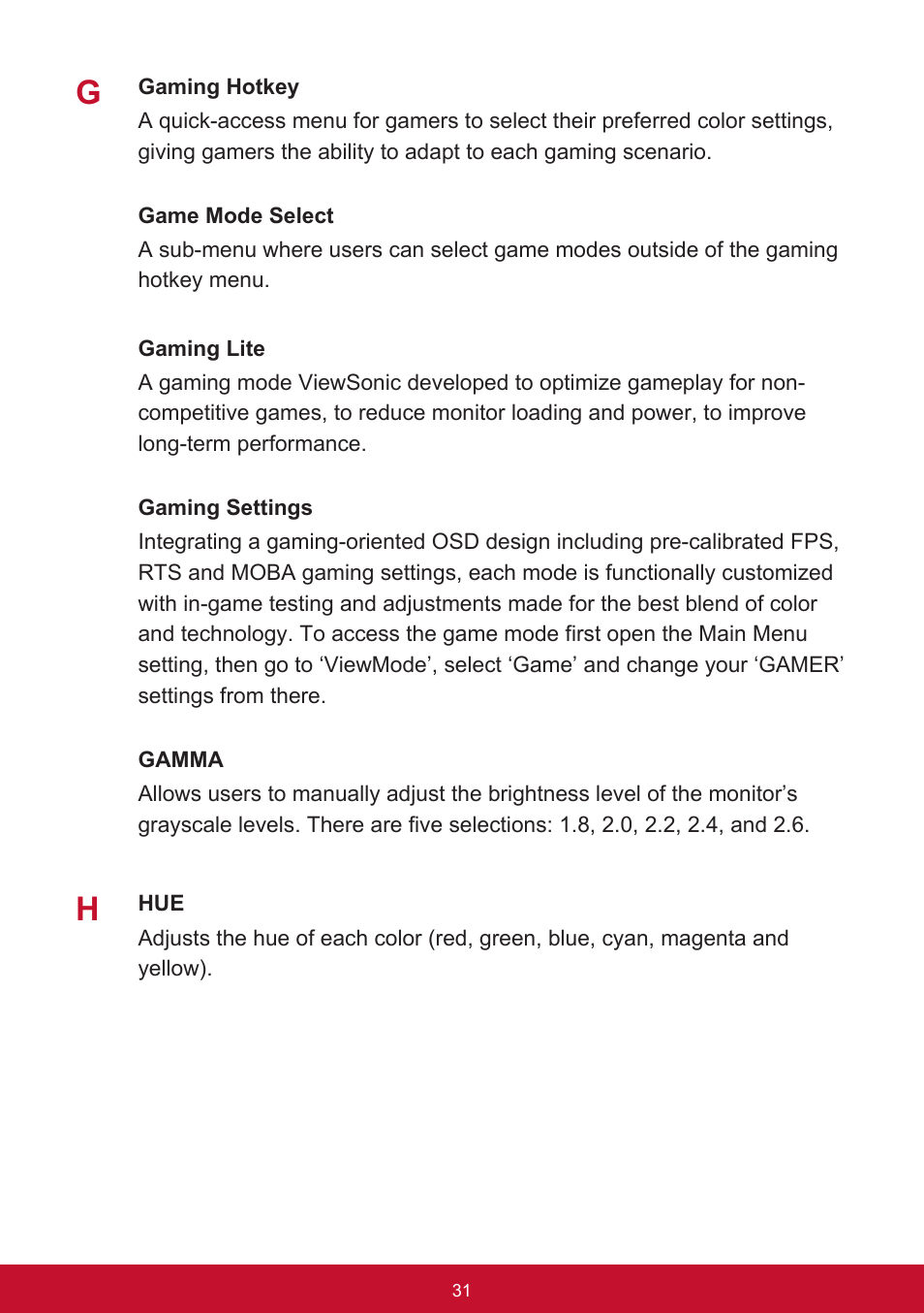 VIEWSONIC XG2560 25" 16:9 LCD Gaming Monitor User Manual | Page 35 / 65