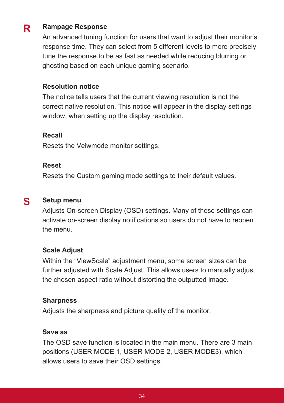 VIEWSONIC XG2560 25" 16:9 LCD Gaming Monitor User Manual | Page 38 / 65