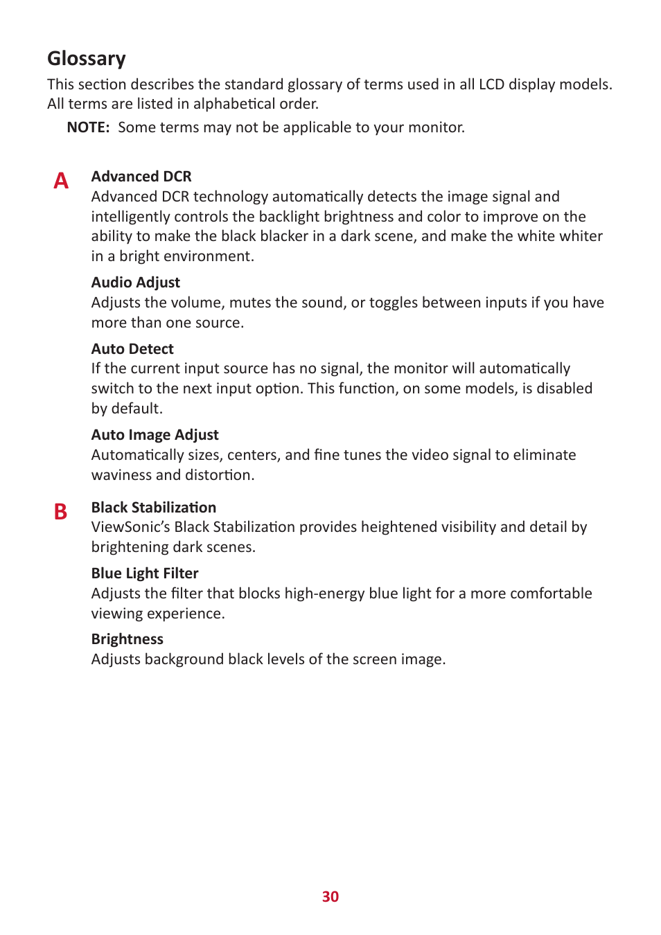 Glossary | VIEWSONIC VA3209M 31.5" Monitor User Manual | Page 30 / 49