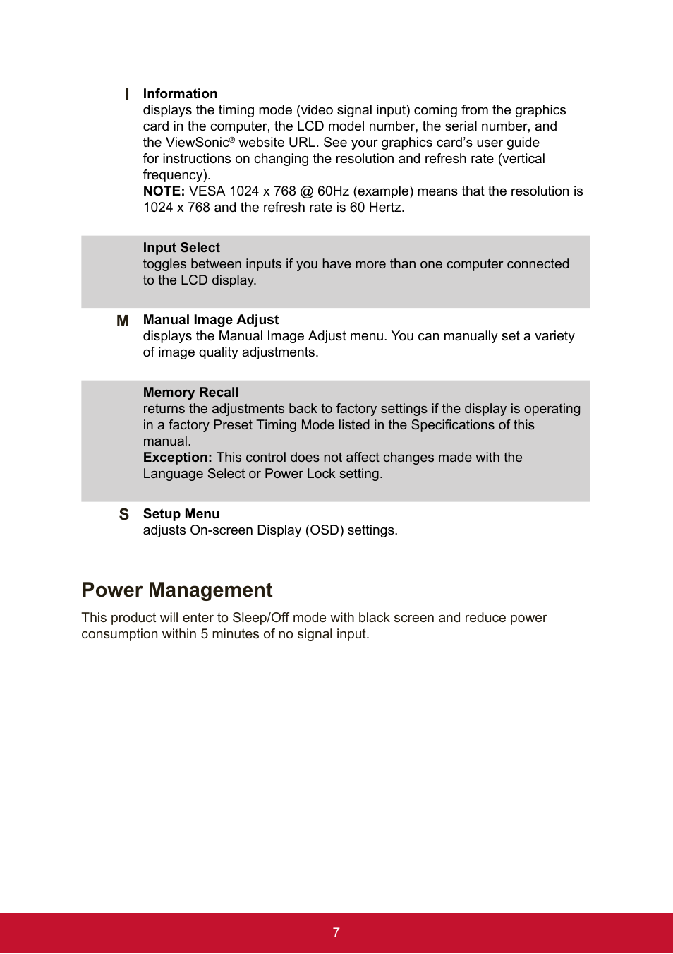 Power management | VIEWSONIC VX2276SMHD 21.5" 16:9 IPS Monitor User Manual | Page 15 / 24
