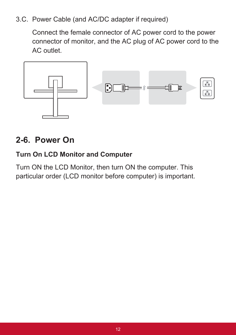 6. power on | VIEWSONIC VX3276-mhd 31.5" 16:9 IPS Monitor User Manual | Page 16 / 55