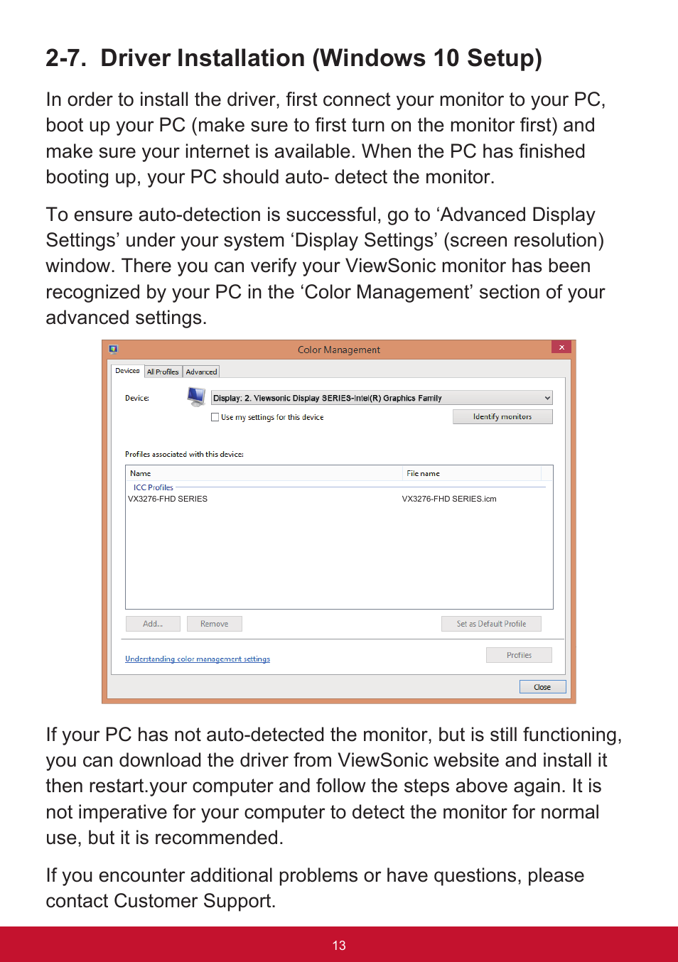7. driver installation (windows 10 setup) | VIEWSONIC VX3276-mhd 31.5" 16:9 IPS Monitor User Manual | Page 17 / 55