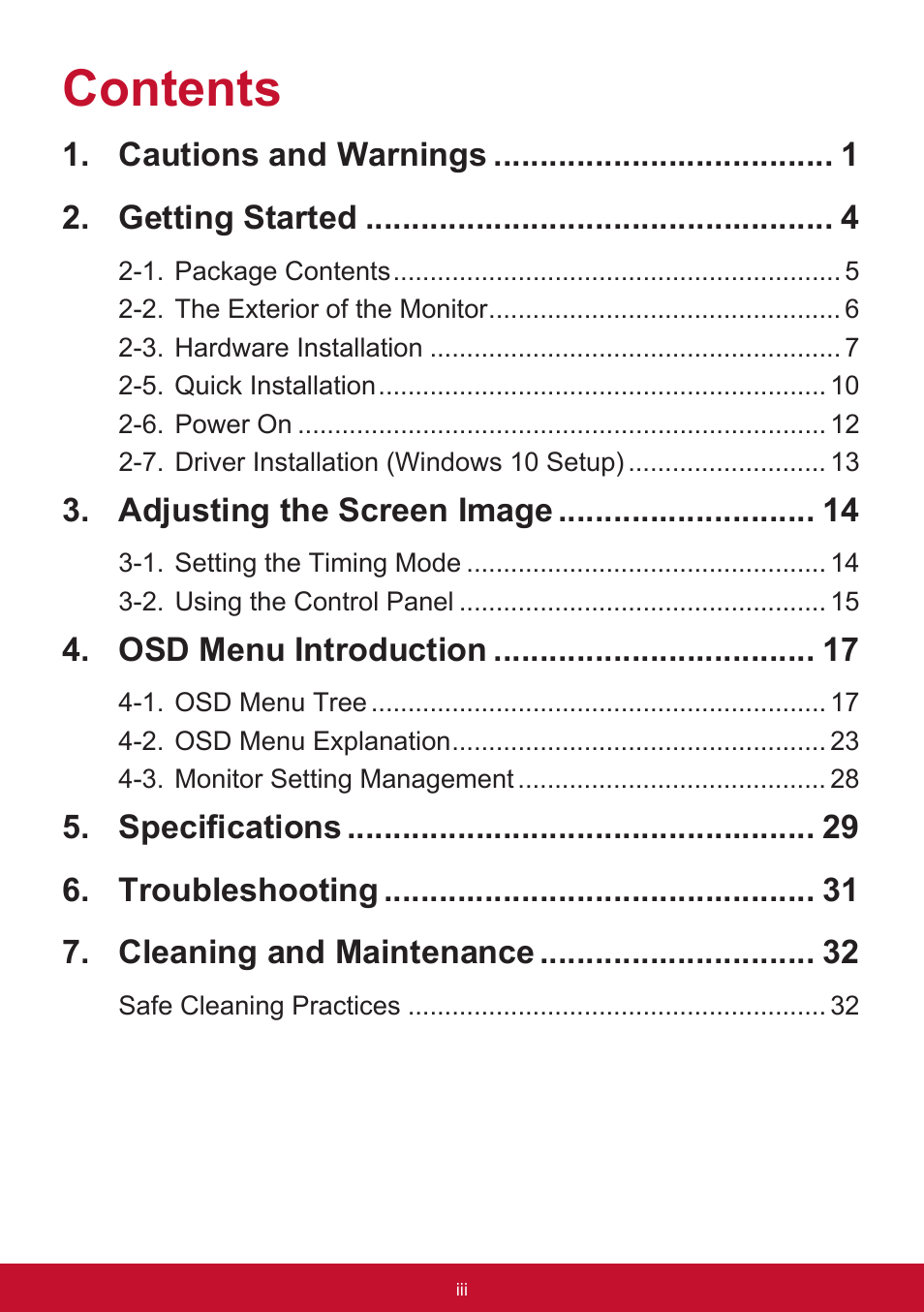 VIEWSONIC VX3276-mhd 31.5" 16:9 IPS Monitor User Manual | Page 3 / 55