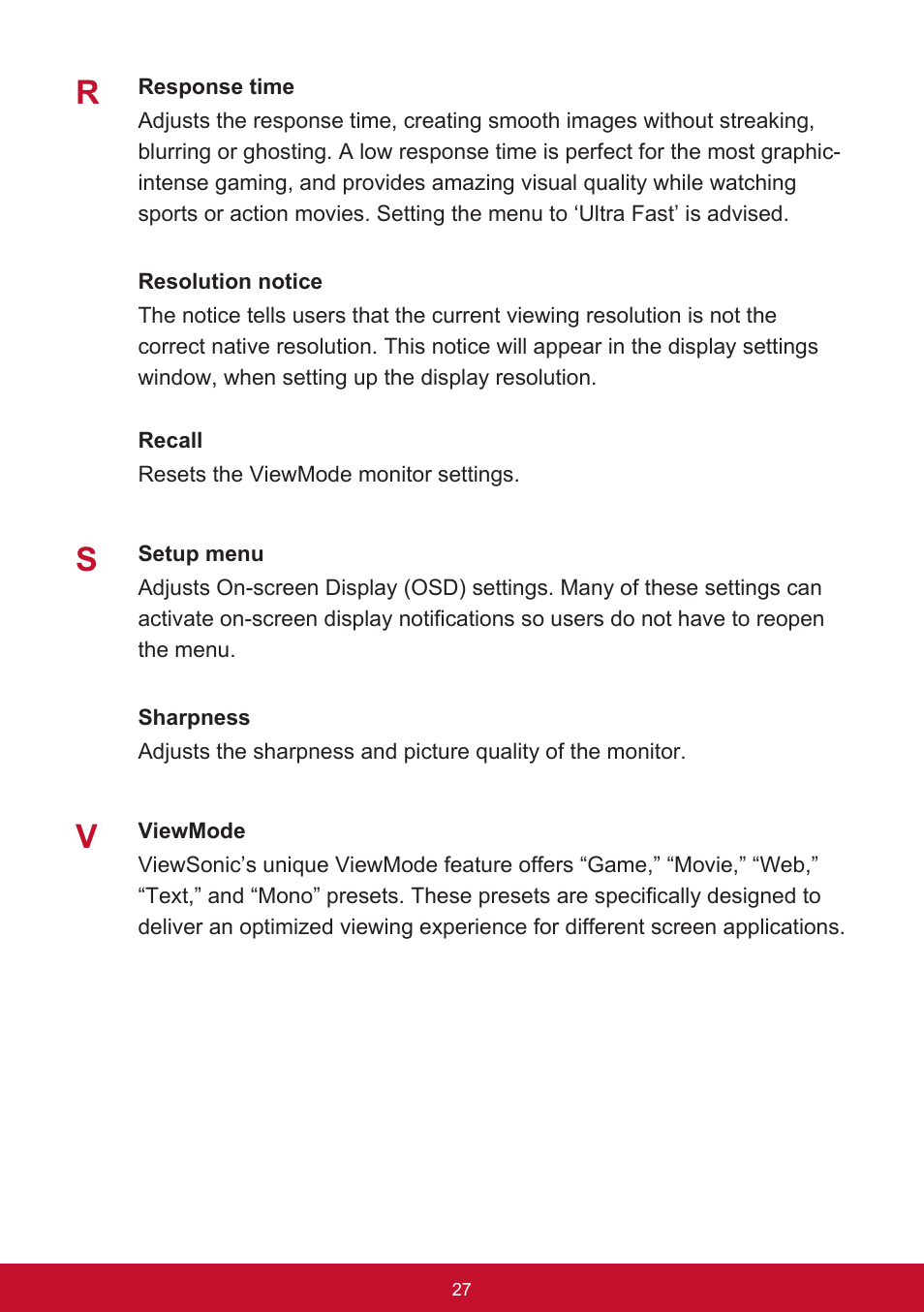 VIEWSONIC VX3276-mhd 31.5" 16:9 IPS Monitor User Manual | Page 31 / 55