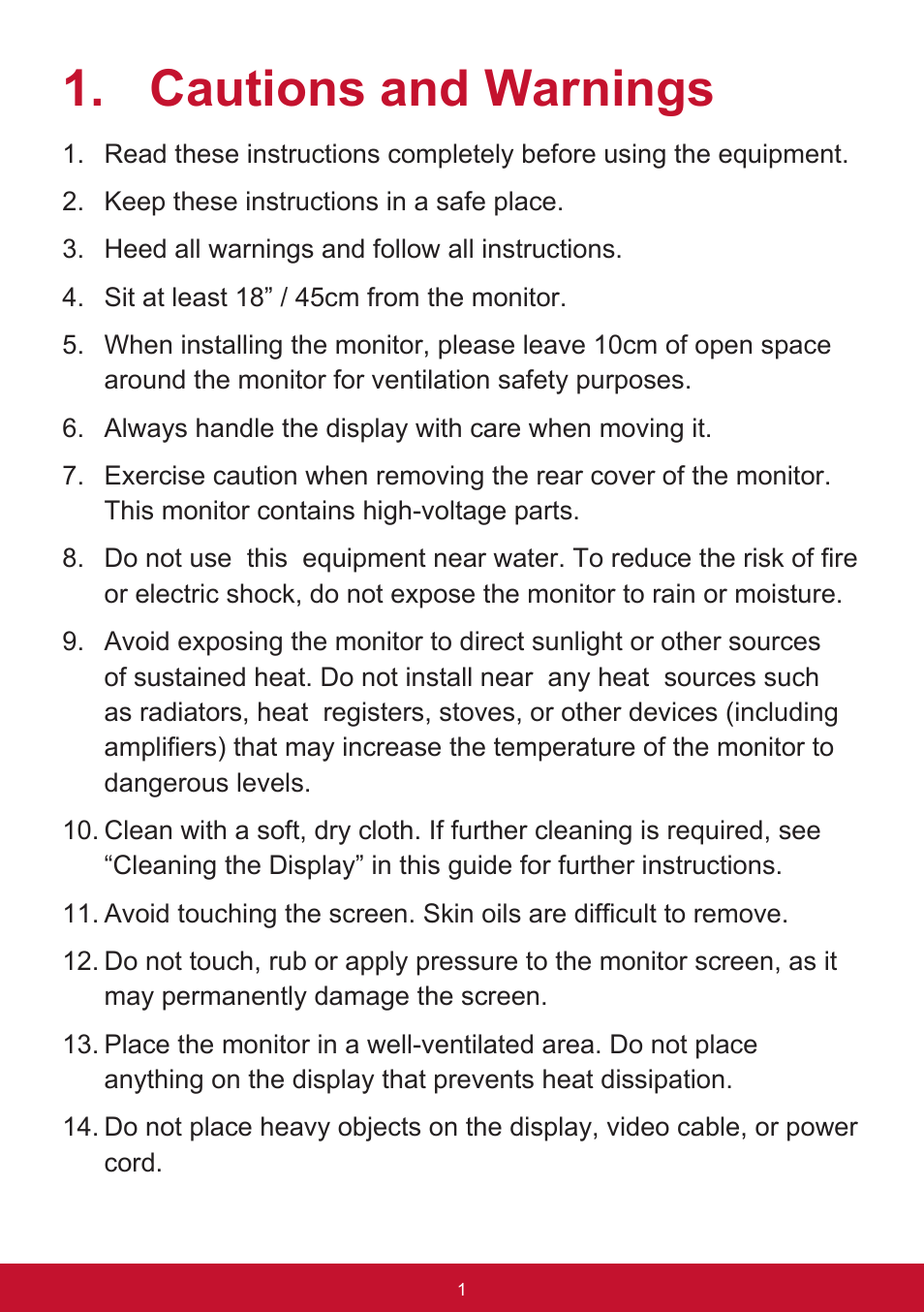 Cautions and warnings | VIEWSONIC VX3276-mhd 31.5" 16:9 IPS Monitor User Manual | Page 5 / 55
