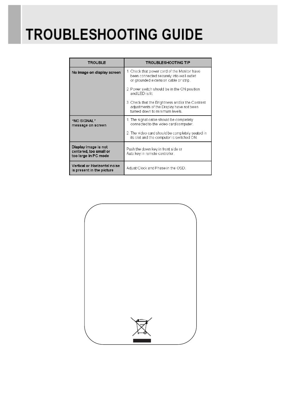 Weee symbols | ViewZ VZ-215IPM 21.5" LED-Backlit Flat-Panel Widescreen Commercial-Grade Monitor (Black) User Manual | Page 23 / 24