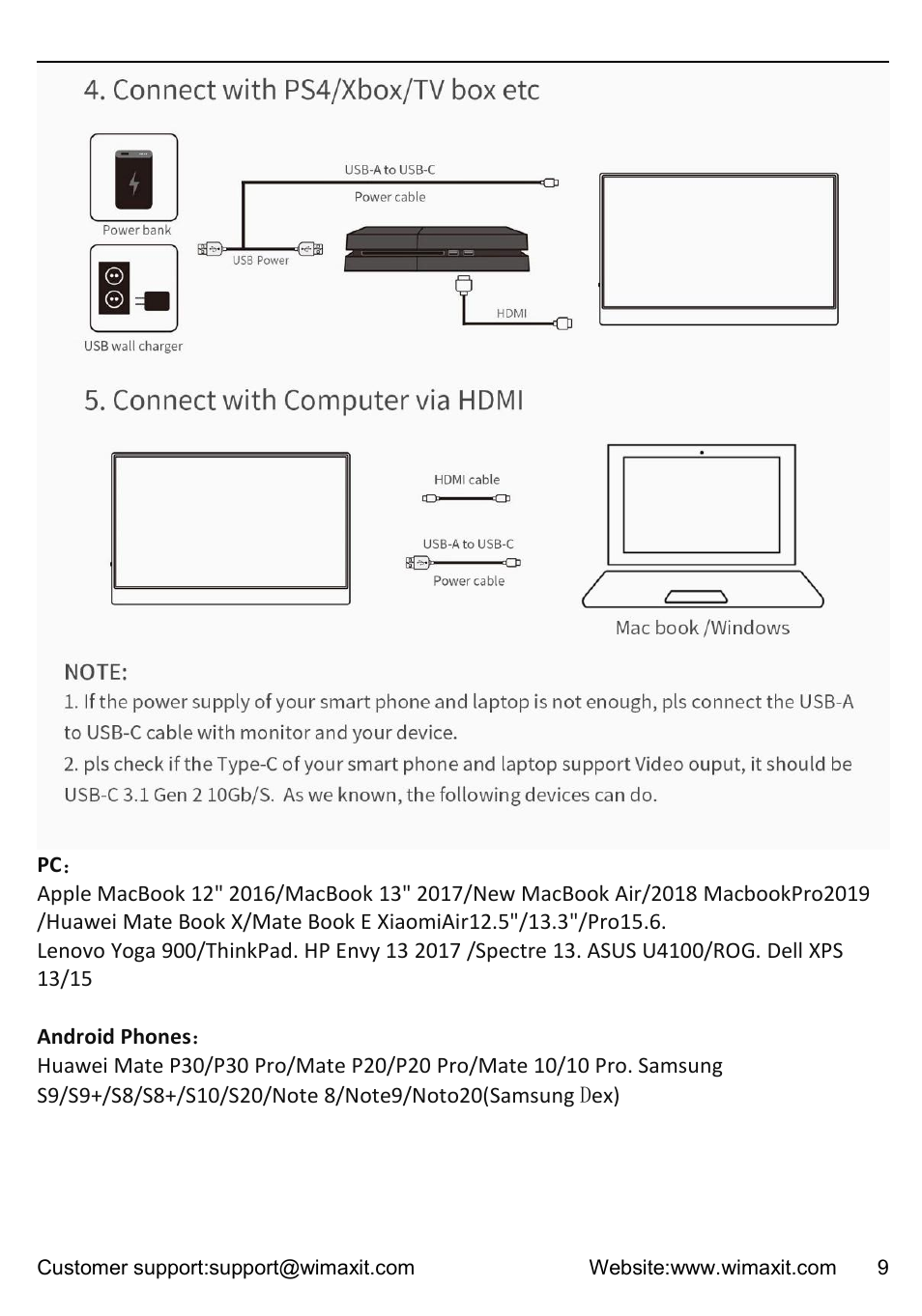 Wimaxit M1331CV2 13.3" HDR Portable Monitor User Manual | Page 9 / 14