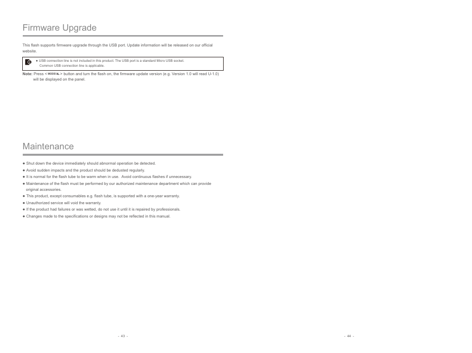 Maintenance, Firmware upgrade | Godox AD200 TTL Pocket Flash with Barndoor Kit User Manual | Page 12 / 12