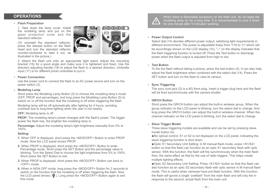 Operations | Godox SK300II-V Studio Flash Monolight (3-Light Kit) User Manual | Page 4 / 6