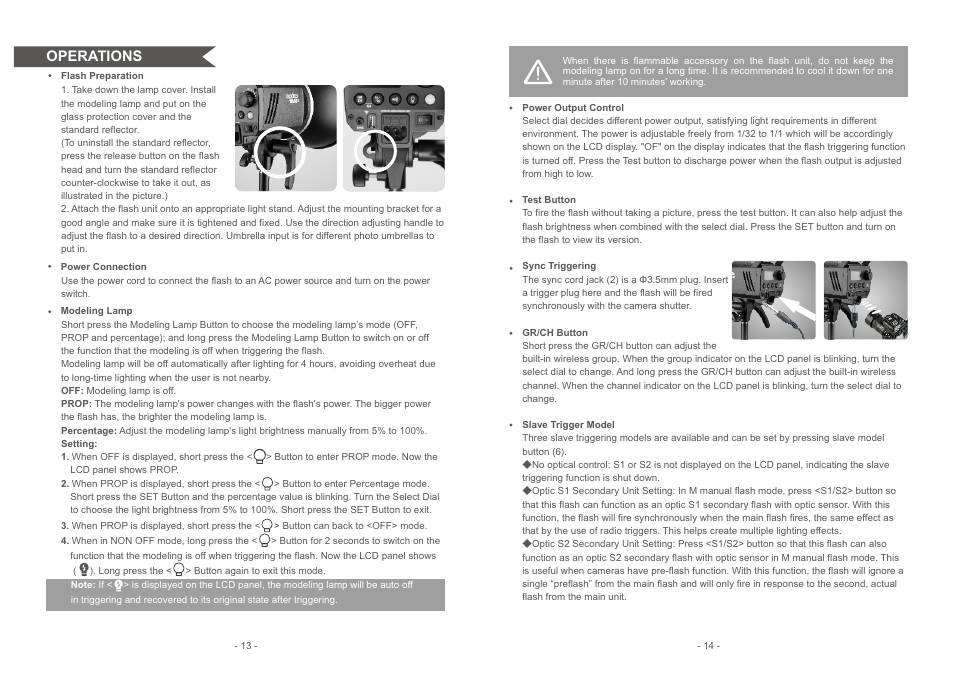 Operations | Godox MS200-V Studio Flash Monolight (3-Light Kit) User Manual | Page 4 / 6