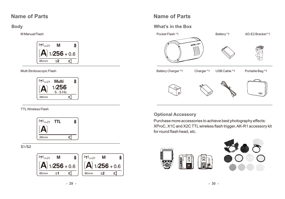 页 17, Name of parts | Godox AD100Pro & AD300Pro 3-Light Kit User Manual | Page 16 / 24