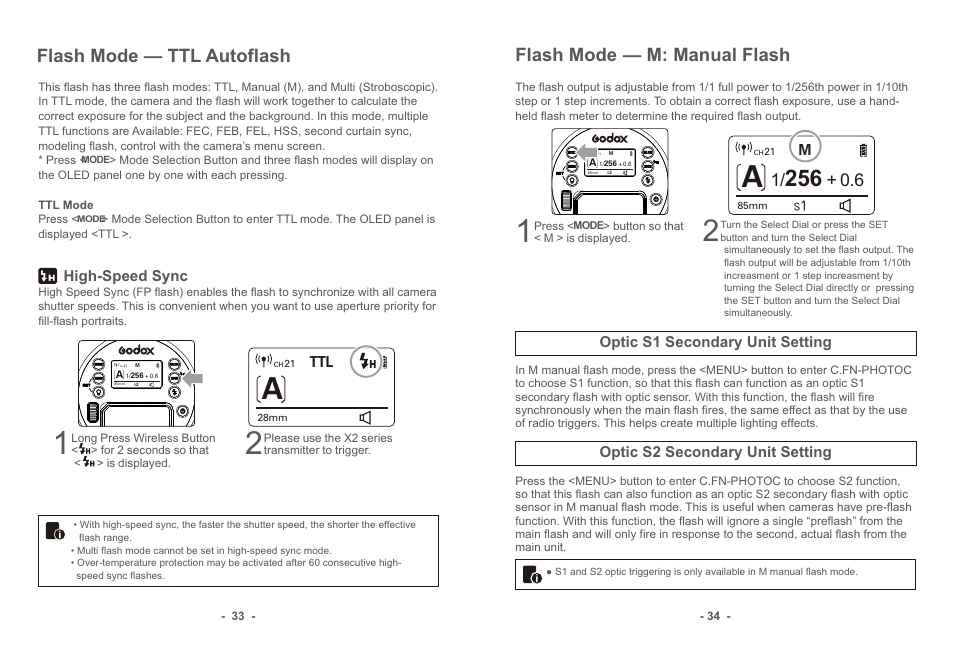 页 19, Flash mode — ttl autoflash, Flash mode | M: manual flash | Godox AD100Pro & AD300Pro 3-Light Kit User Manual | Page 18 / 24