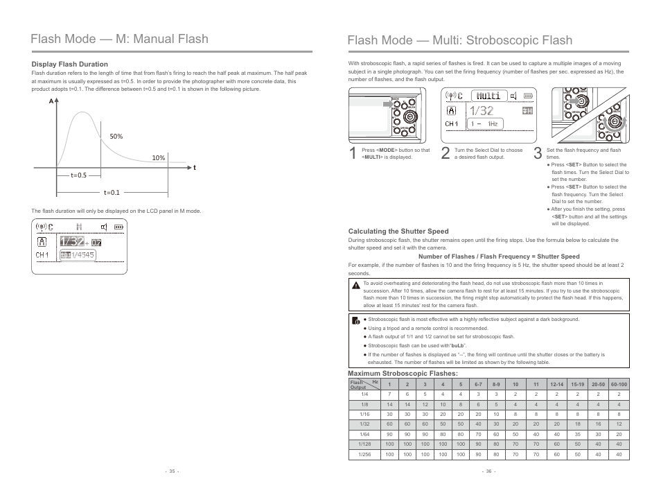 Flash mode — multi: stroboscopic flash, Flash mode — m: manual flash | Godox AD600BM Witstro Manual All-In-One Outdoor Flash User Manual | Page 8 / 12