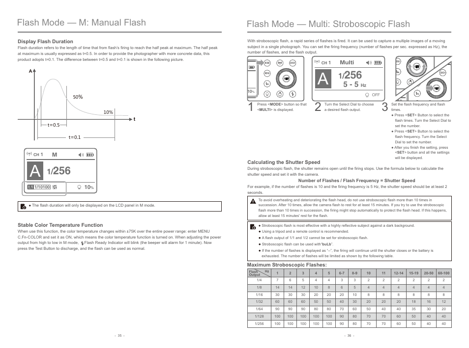 Flash mode — multi: stroboscopic flash, Flash mode — m: manual flash | Godox AD400Pro Witstro All-in-One Outdoor Flash User Manual | Page 8 / 13