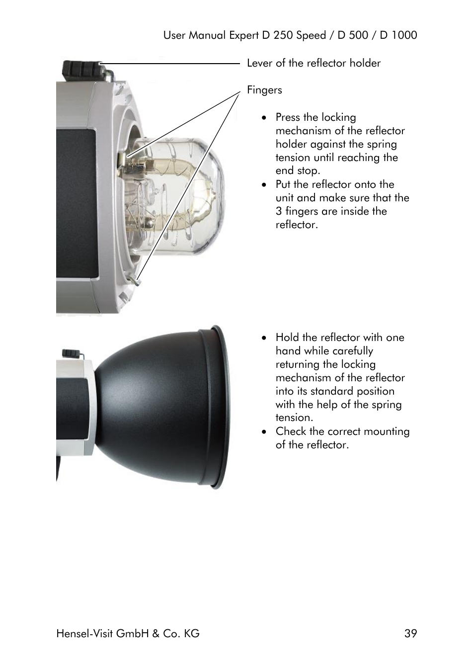Hensel Expert D 250 SPEED Monolight User Manual | Page 39 / 96
