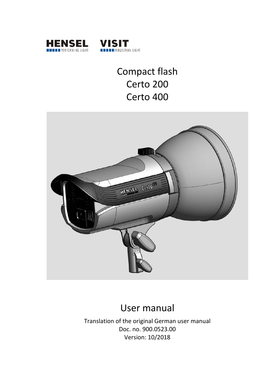 Hensel Certo 400 Monolight User Manual | 56 pages