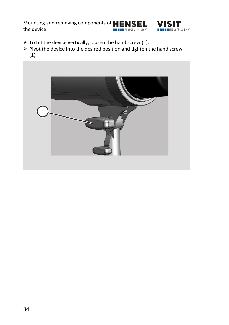 Mounting and removing components of the device | Hensel Certo 400 Monolight User Manual | Page 34 / 56