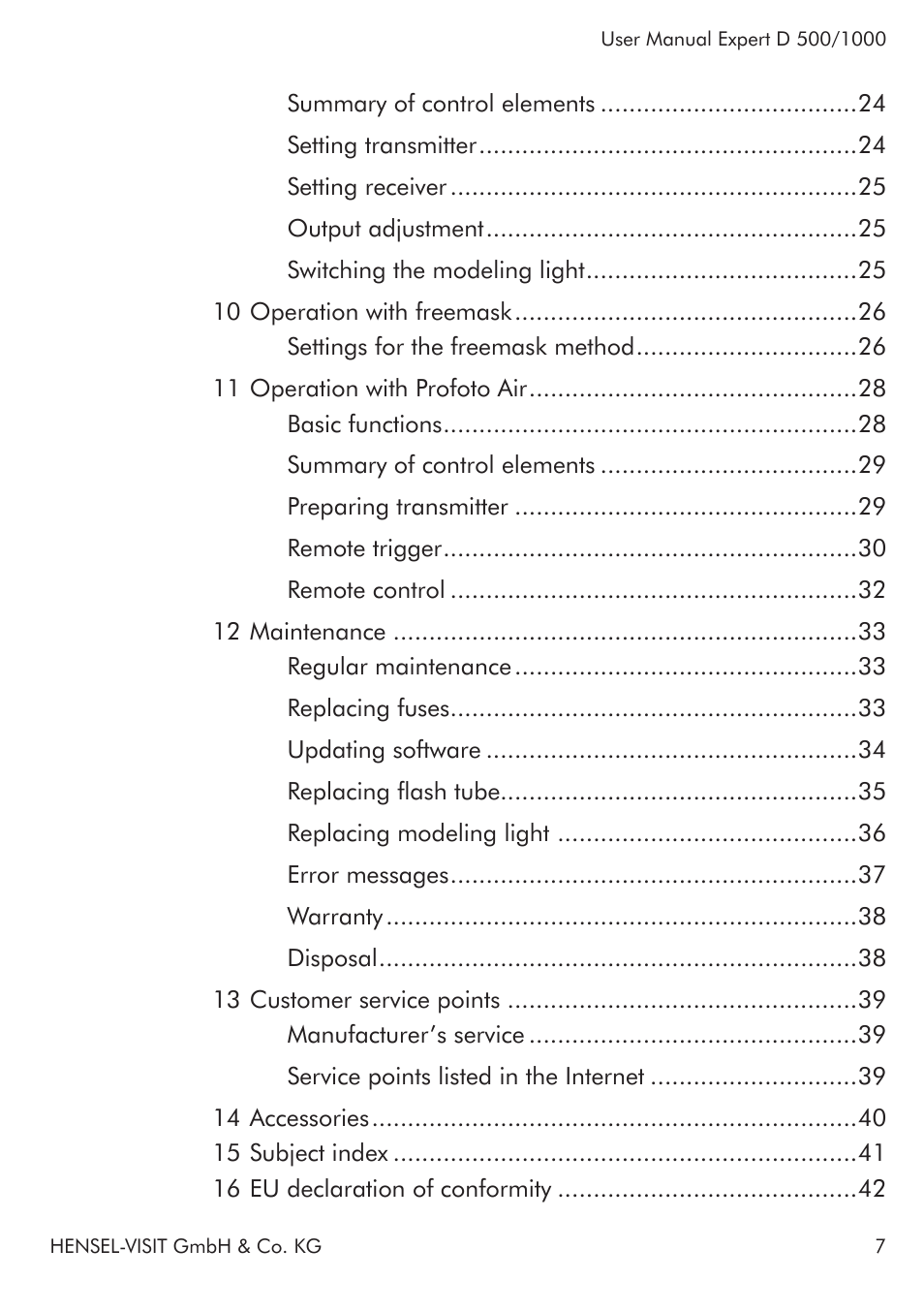 Hensel Expert D 1000 Flash Kit User Manual | Page 7 / 44