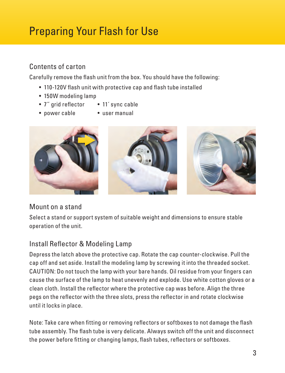 Preparing your flash for use | Impact Digital Monolight 400W/s (120VAC) User Manual | Page 3 / 16