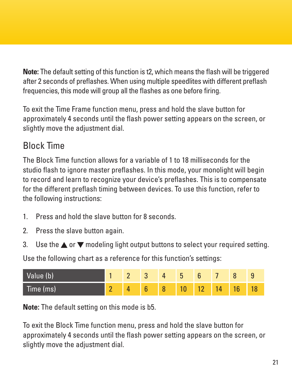 Block time | Impact VC-500WLN 500Ws Monolight User Manual | Page 21 / 28