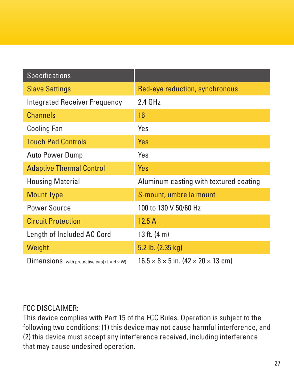 Impact VC-500WLN 500Ws Monolight User Manual | Page 27 / 28