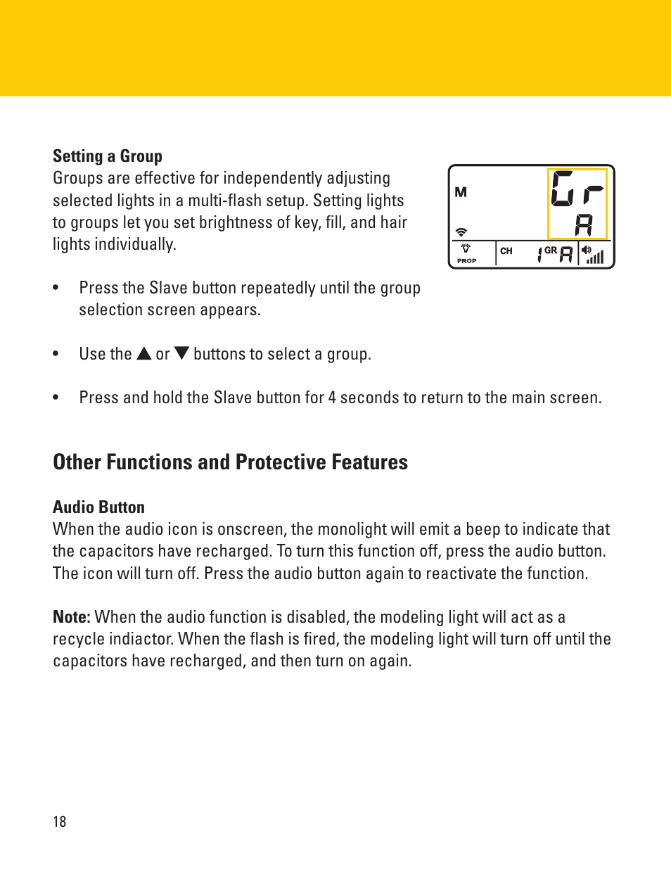Other functions and protective features | Impact VC-500WLN-II 500Ws Digital Monolight User Manual | Page 18 / 28