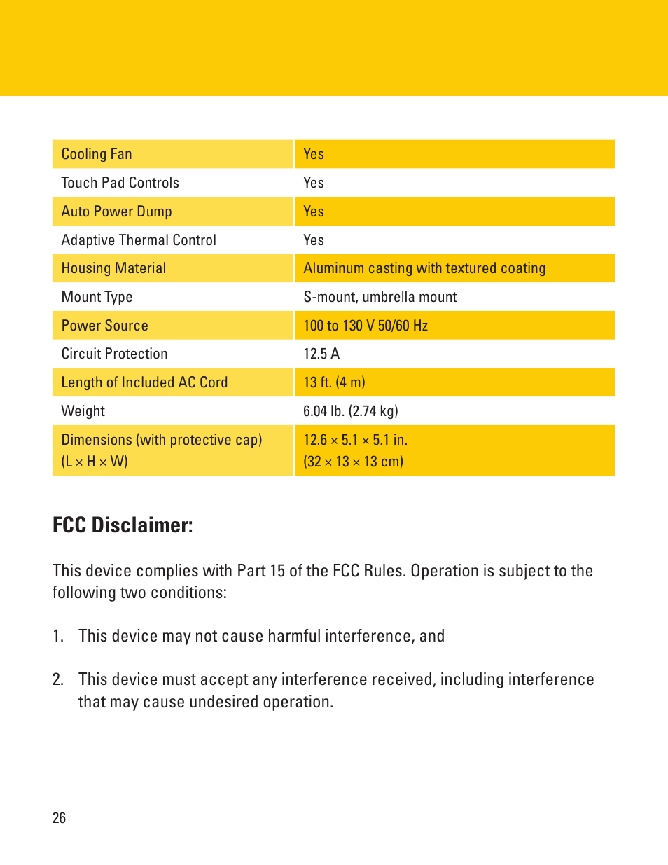 Fcc disclaimer | Impact VC-500WLN-II 500Ws Digital Monolight User Manual | Page 26 / 28