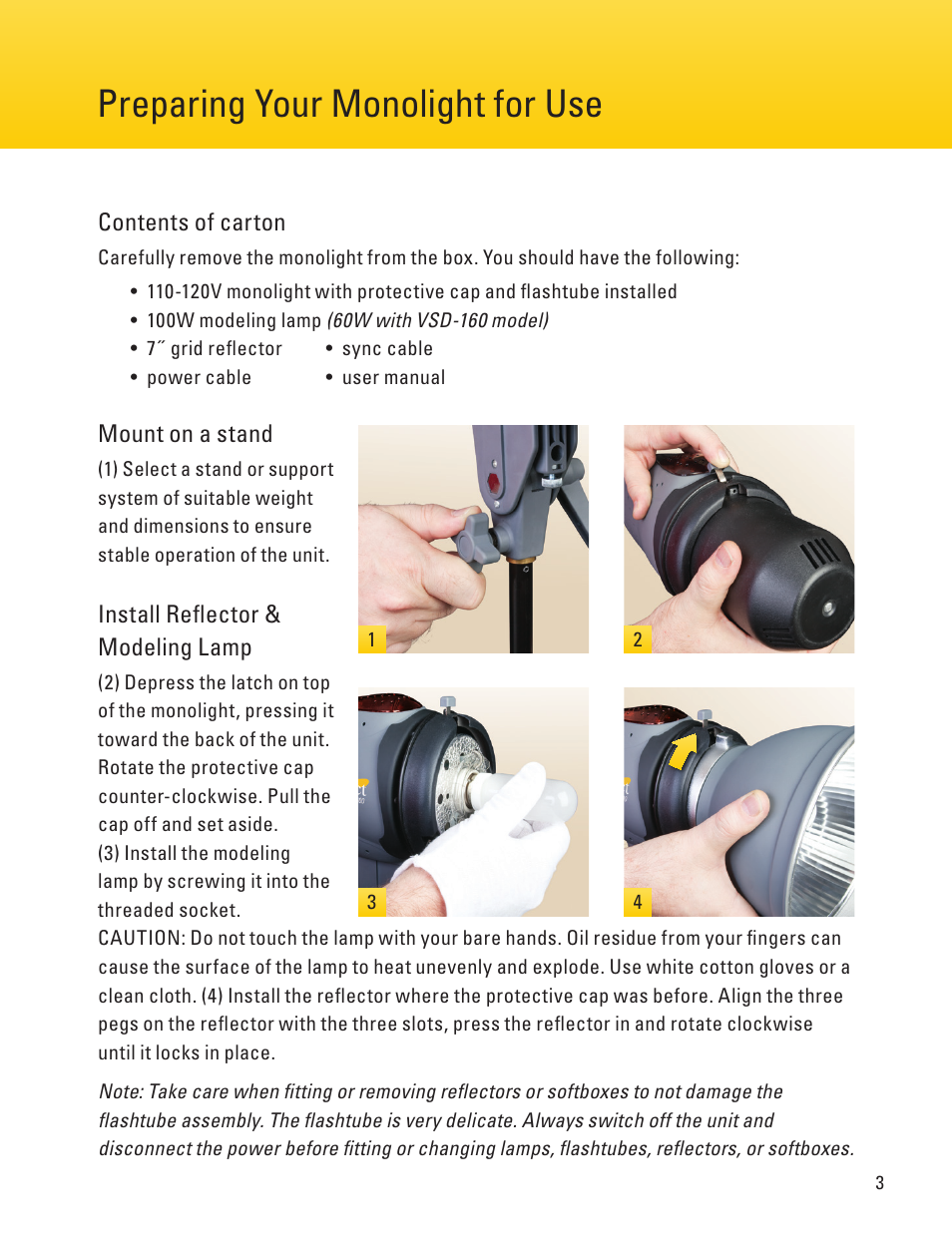 Preparing your monolight for use page 14 page 3 | Impact Digital Monolight 160W/s (120VAC) User Manual | Page 3 / 16