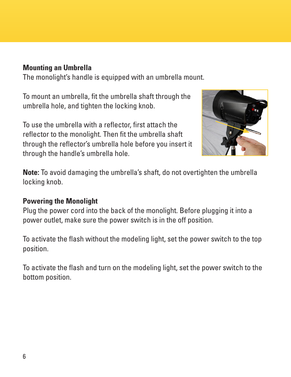 Impact 180Ws Monolight Starter Flash with LED Modeling Light User Manual | Page 6 / 12