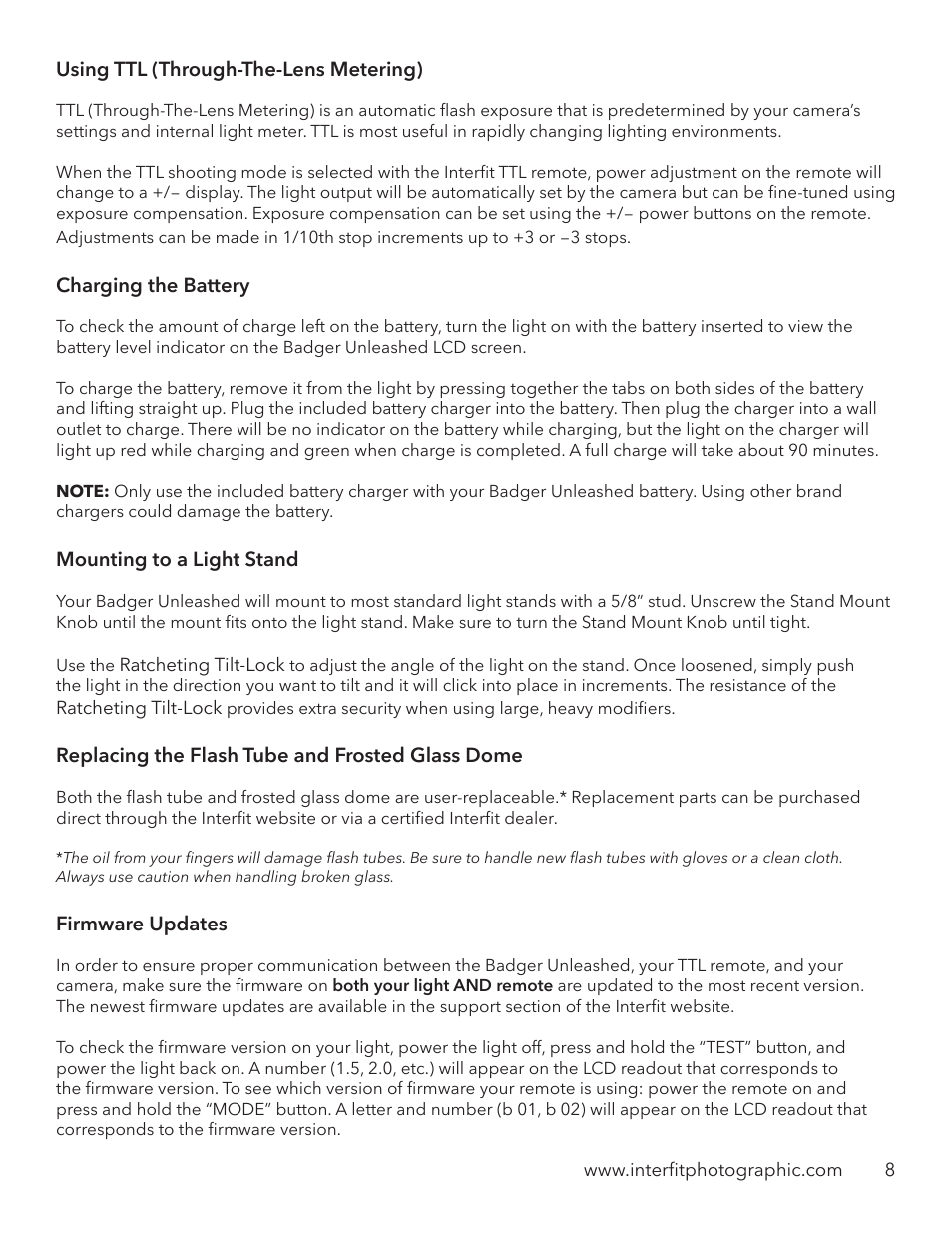 Interfit Badger Unleashed 2-Light Backpack Kit User Manual | Page 9 / 10