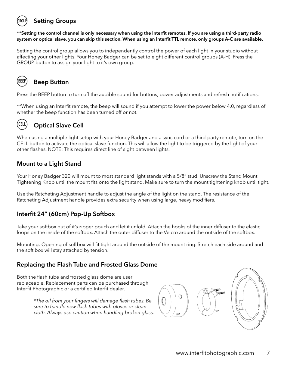Interfit Honey Badger 320Ws Compact Flash Head User Manual | Page 8 / 9