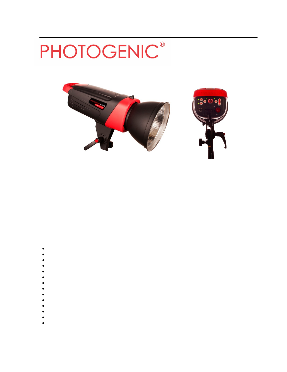 Photogenic Professional Lighting Matrix MCD400R Monolight with Ion Inverter, Beauty Dish, Grid, and Stand User Manual | 16 pages