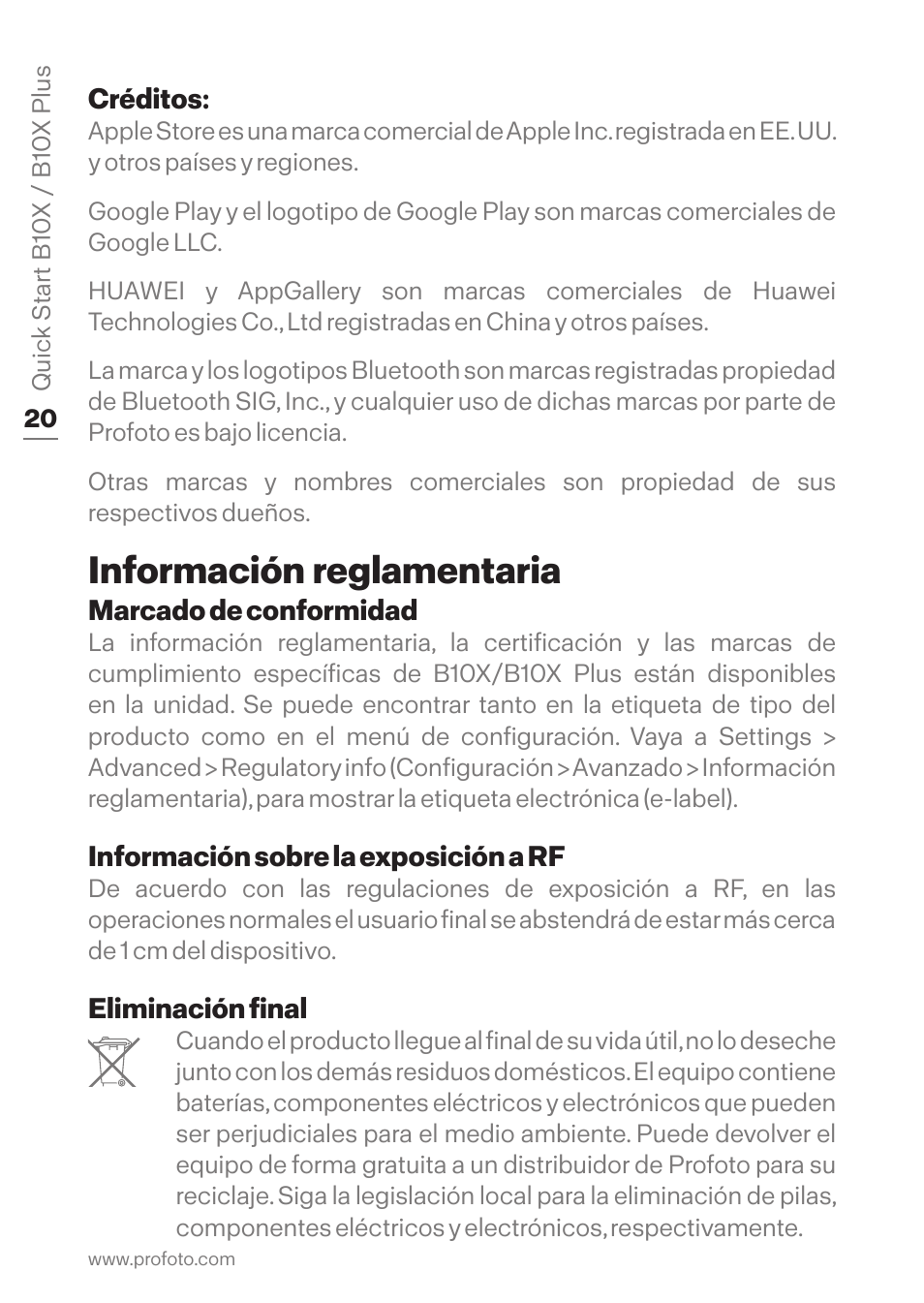 Información reglamentaria | Profoto B10X OCF Flash Duo Kit User Manual | Page 20 / 80