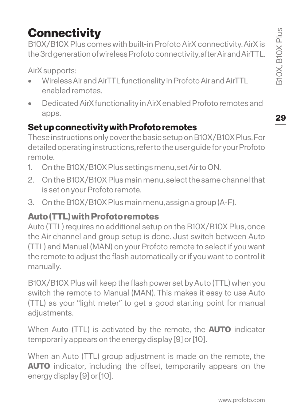 Connectivity, Set up connectivity with profoto remotes | Profoto B10X OCF Flash Duo Kit User Manual | Page 29 / 40