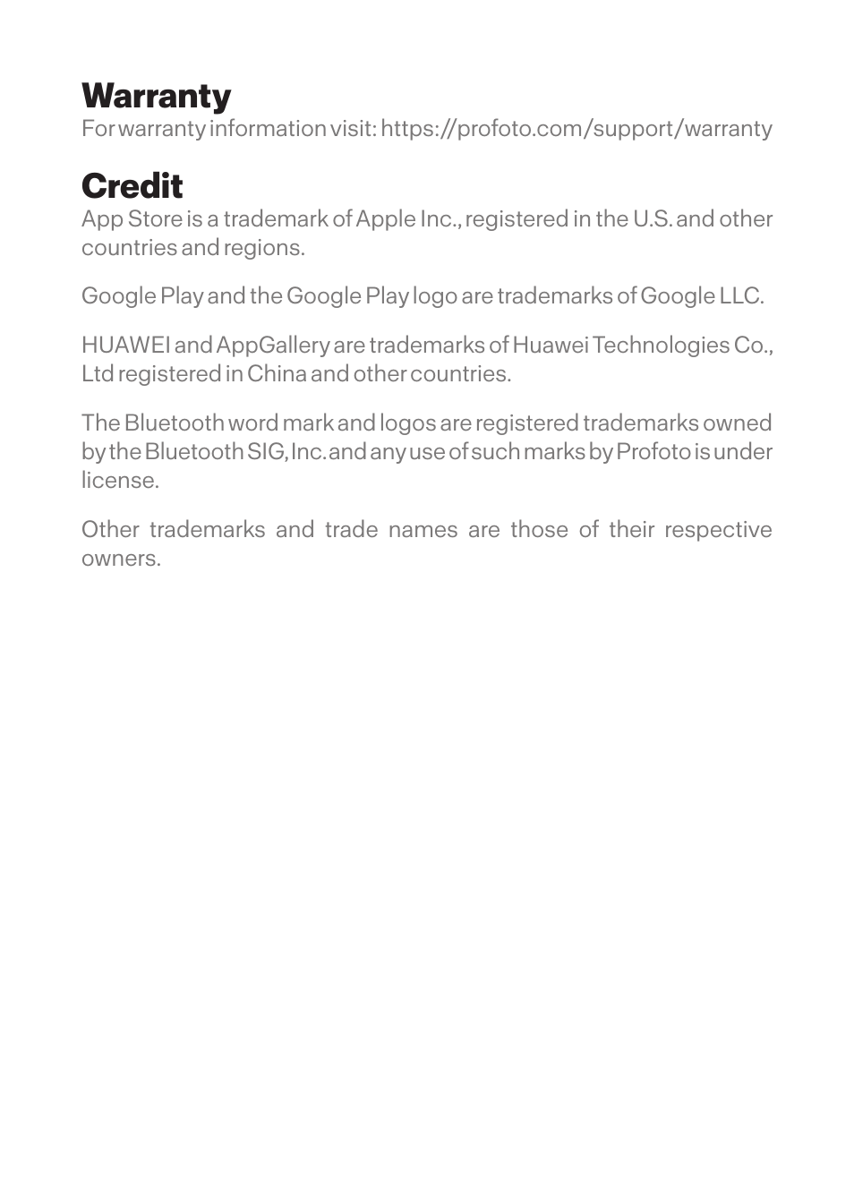 Warranty, Credit, Warranty credit | Profoto B10X OCF Flash Duo Kit User Manual | Page 35 / 40