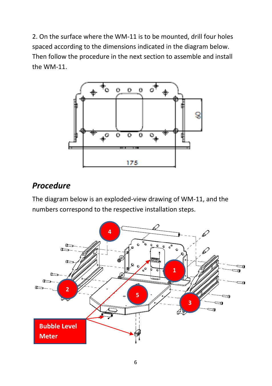 Procedure, Rocedure | Datavideo WM-11 Wall Mount for PTR-10 MK II and PTR-10T MK II User Manual | Page 6 / 20